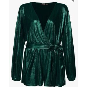 YOINS EMERALD METALLIC ROMPER